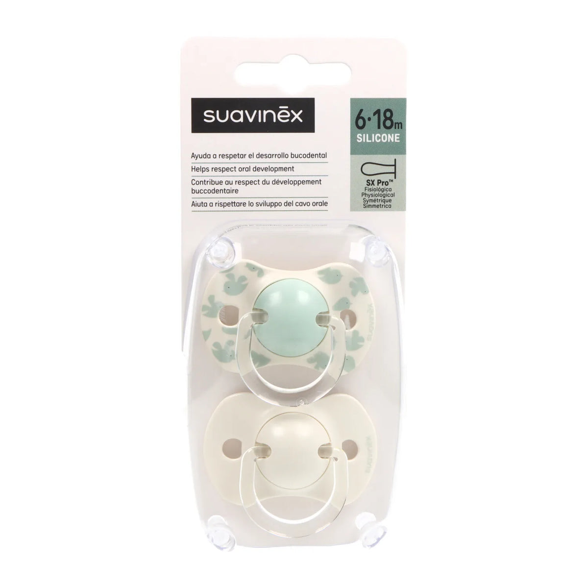 Ciuccio fisiologico in silicone Suavinex 6-18m X2