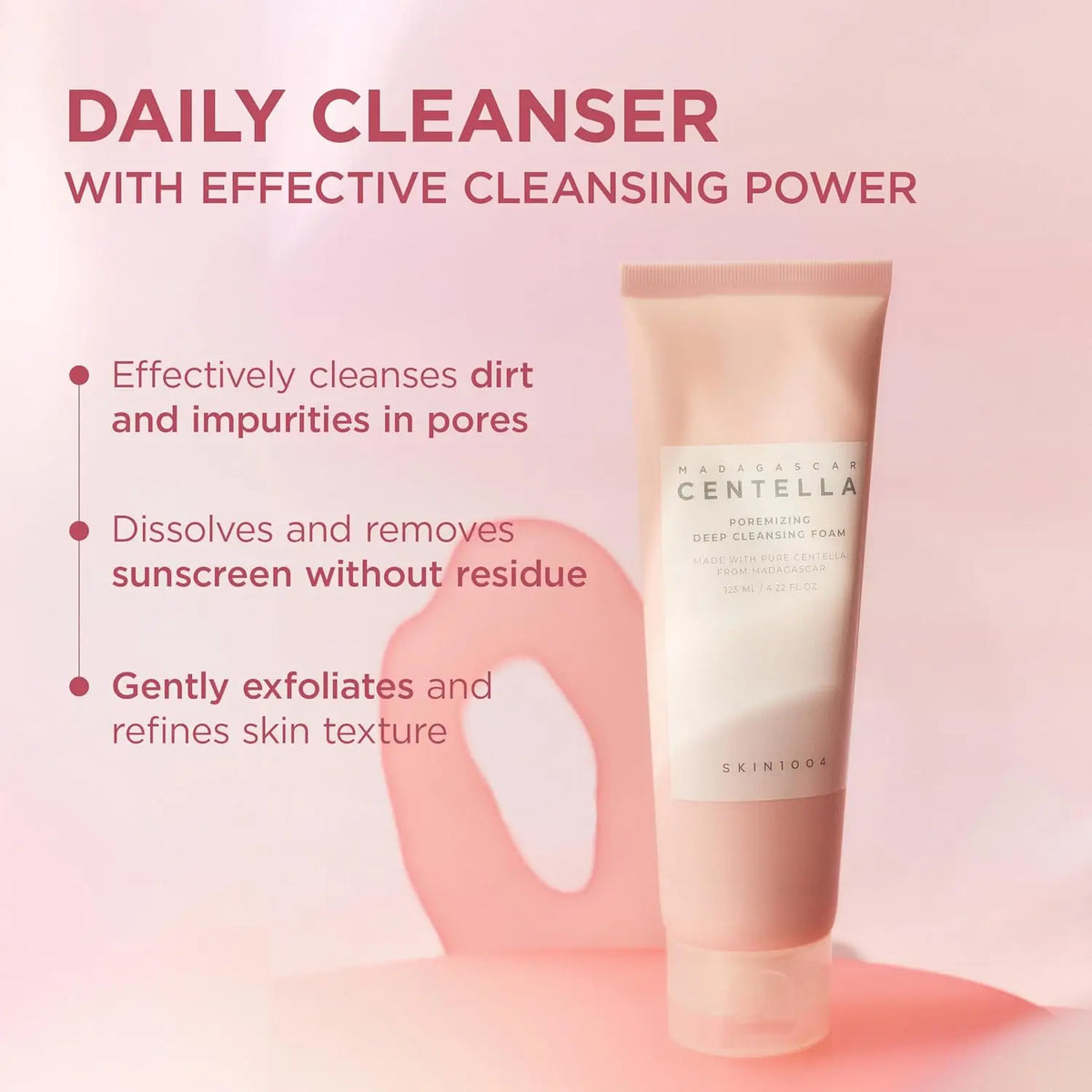 SKIN1004 Madagascar Centella Poremizing Deep Cleansing Foam 125 ml | Detergente viso schiumogeno con centella e sale rosa dell'Himalaya per pori e sebo in eccesso