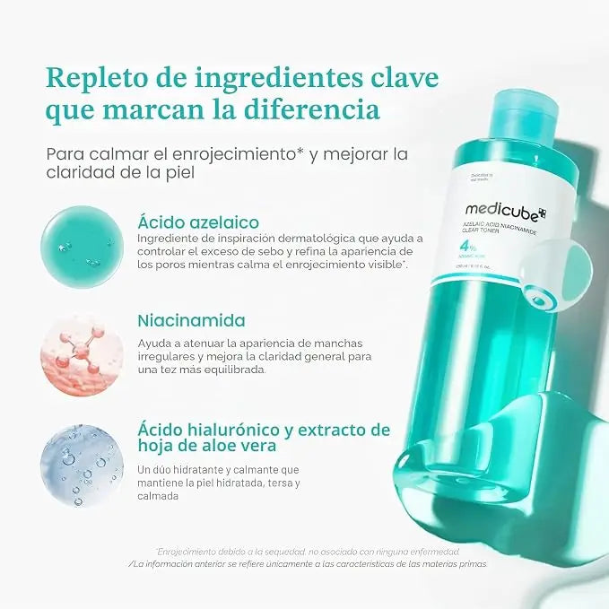 medicube Tonico Chiarificante con Acido Azelaico e Niacinamide | Tonico Purificante con 4% di Acido Azelaico e 2% di Niacinamide | Pori, Sebo e Rossore | Pelle Imperfetta | Cosmetici Coreani | 250ml