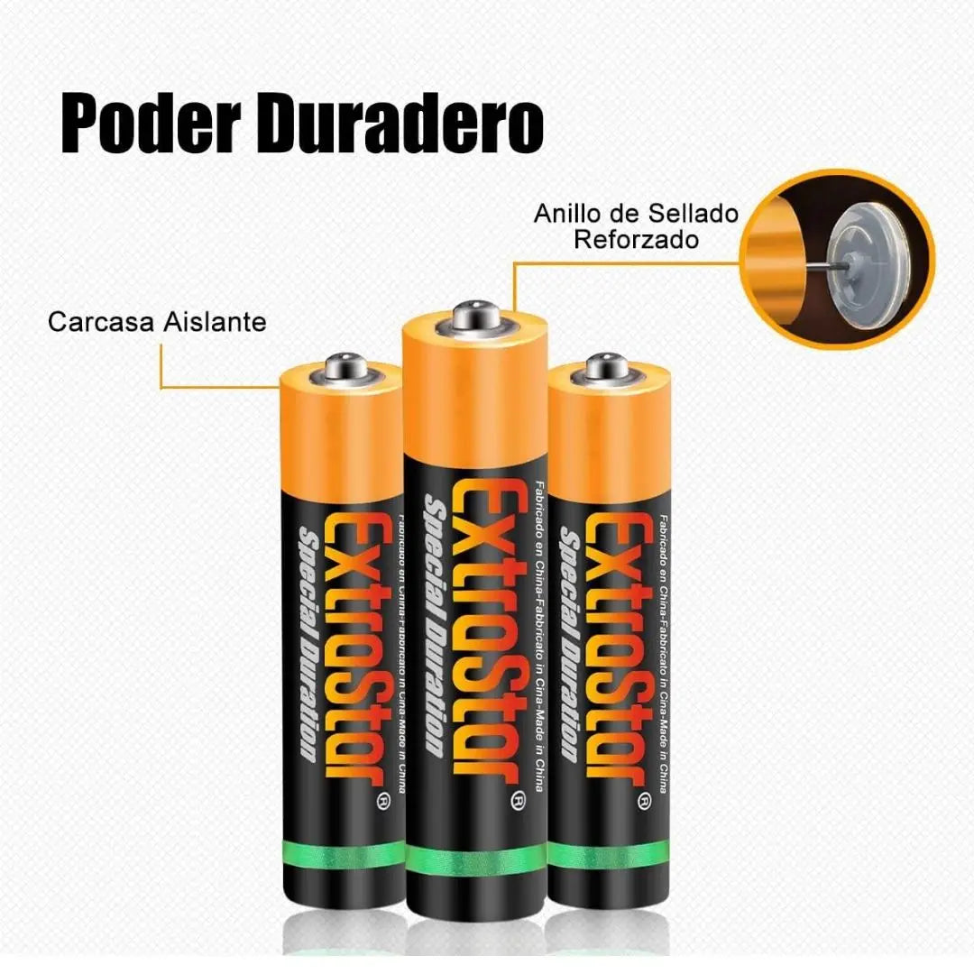 Pile AA e AAA Extrastar da 1,5 V, confezione risparmio da 24, 48 e 60 pezzi. Senza mercurio, non tossiche, adatte a molti dispositivi elettronici e giocattoli. Lunga durata, formato economico famiglia, disponibili due formati
