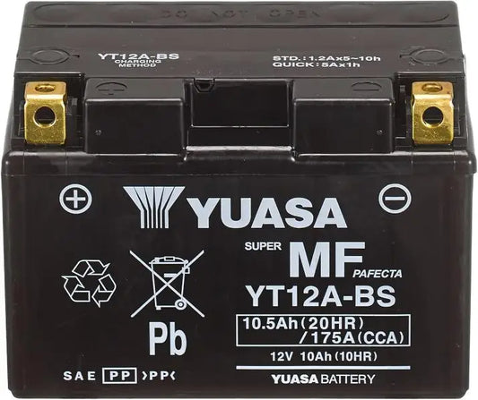 Batteria per moto YUASA YT12A-BS
12V 10.5Ah 175A(EN) - AGM -
Gamma YTX ® e YT ad alte prestazioni senza necessità di manutenzione.
Misure:
Lunghezza 150 mm
Larghezza 87 mm
Altezza 105 mm