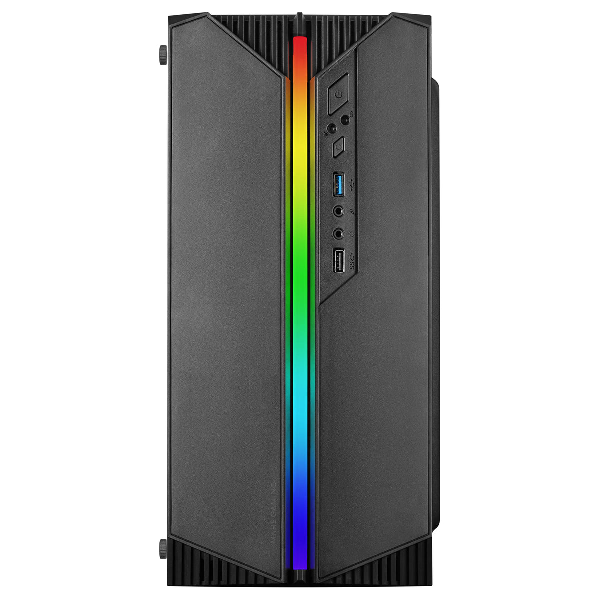Mars Gaming MC-S1, custodia compatta per PC da gioco Micro-ATX, 12 modalità ARGB anteriore, finestrino laterale, supporto raffreddamento liquido, ventola FRGB, scatola ARGB nera, bianca o rosa