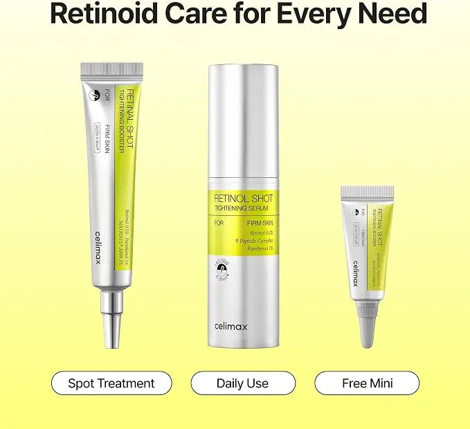 Celimax The Vita A Retinal Shot Tightening Booster Gift Pack | Retinal 0,1% + Retinolo Puro + Matrixyl 3% + 9 Peptidi | Pori Ridotti, Tonicità e Anti-Rughe | Microparticelle A-Shot | K-Beauty | 48ml (15ml+30ml+3ml)