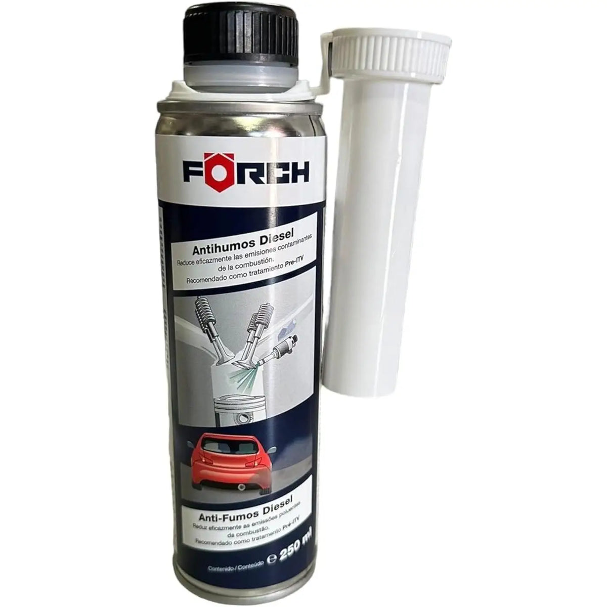 Additivo anti-fumo diesel PRE-ITV, 250 ml, FORCH - Eliminatore di fumo per revisione del veicolo PRE-ITV, 3 in 1 pulisce il sistema di iniezione, elimina i residui, protegge i componenti