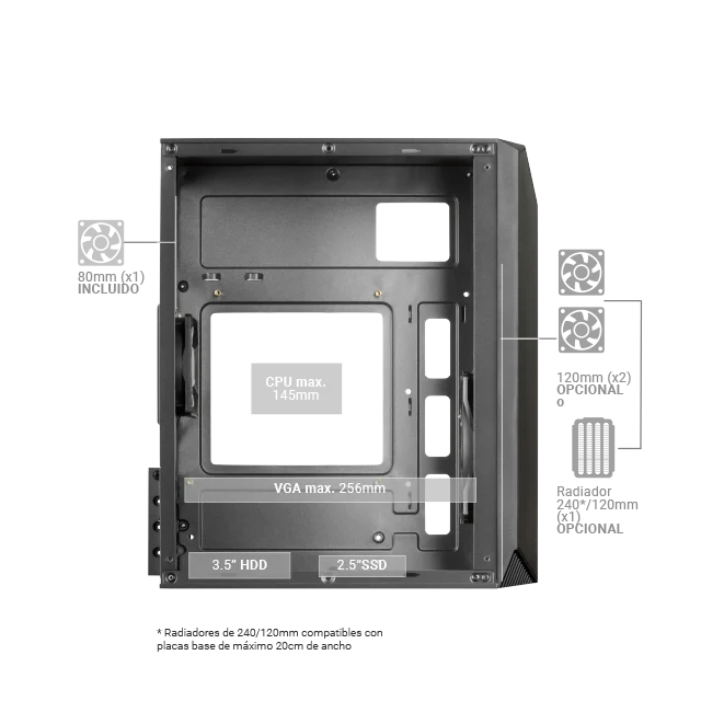 Mars Gaming MC-S1, custodia compatta per PC da gioco Micro-ATX, 12 modalità ARGB anteriore, finestrino laterale, supporto raffreddamento liquido, ventola FRGB, scatola ARGB nera, bianca o rosa