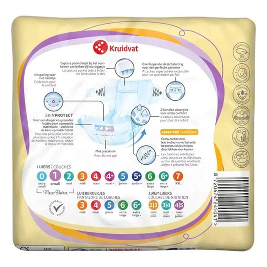 Kruidvat New Born SkinProtect Pannolini Taglia 1 (2-5 kg) Confezione da 20 Unità – Pannolini per Neonati con Taglio Ombelicale e Indicatore di Umidità