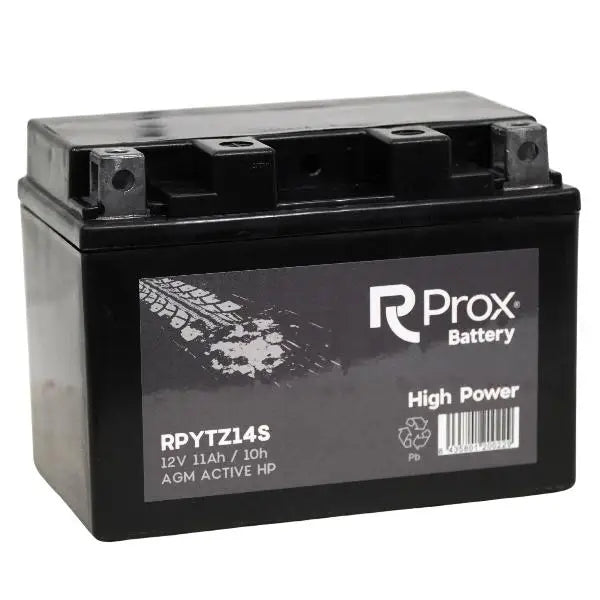 YTZ14S AGM Batteria per Moto ad Alta Potenza 12V 11,2Ah 230Amp. Massima Potenza di Avviamento. Batteria RC Prox Prodotta in Europa.