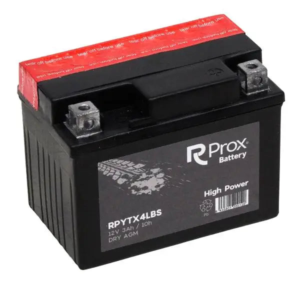 Batteria per Moto YTX4L-BS AGM Alta Potenza 12V 3Ah 40Amp. Massima Potenza di Avviamento. Batteria RC Prox Prodotta in Europa.