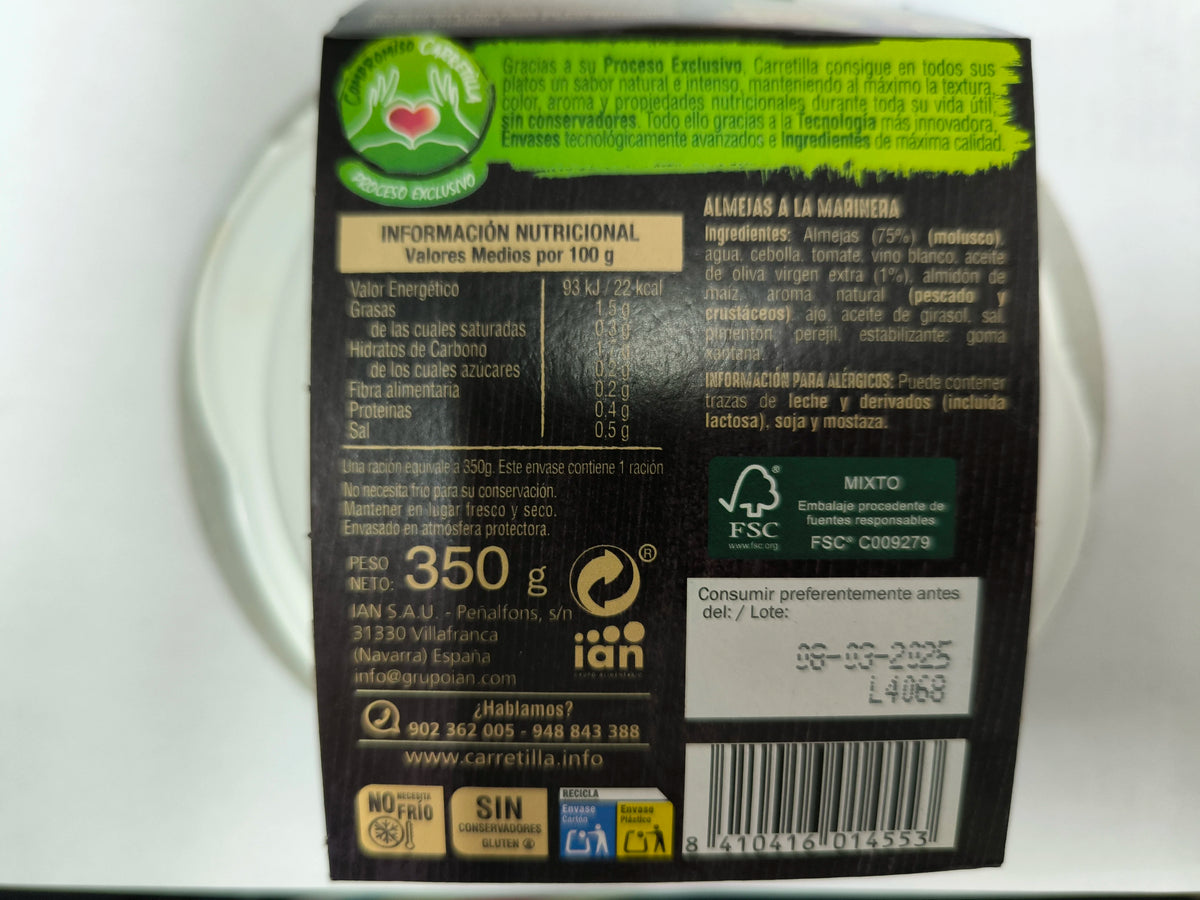 TRUCK Marinaio Clams 7 Unità 350 GR Senza Glutine Ingredienti naturali al 100% Senza conservanti Senza zuccheri aggiunti