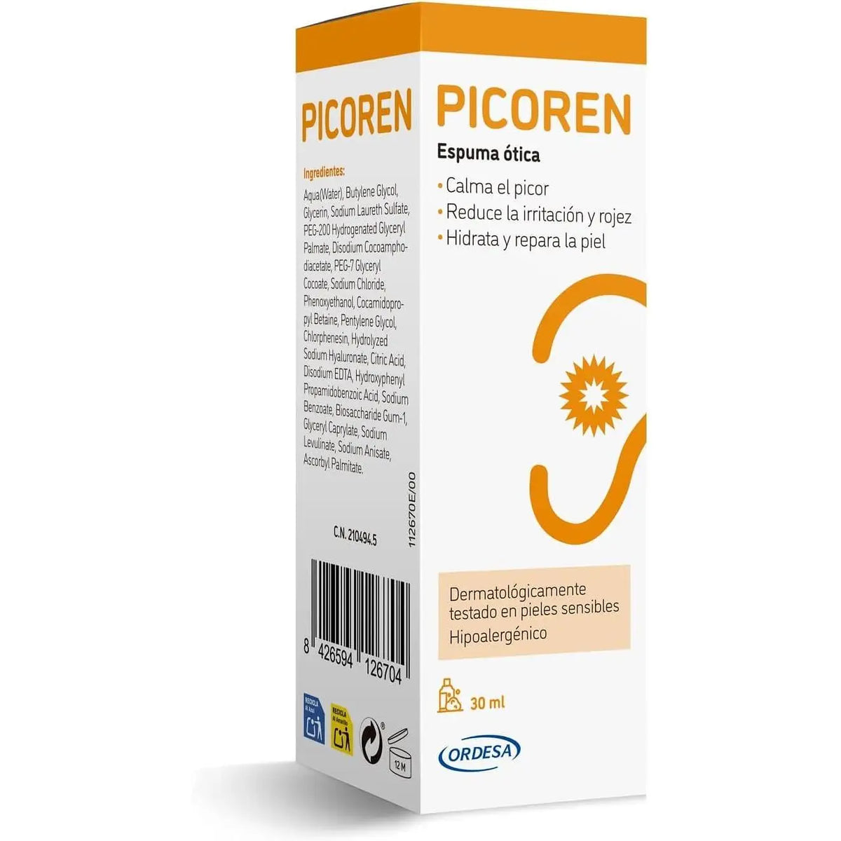 Ordesa Picoren Schiuma Ottica per Prurito e Irritazione Auricolare 30 ml