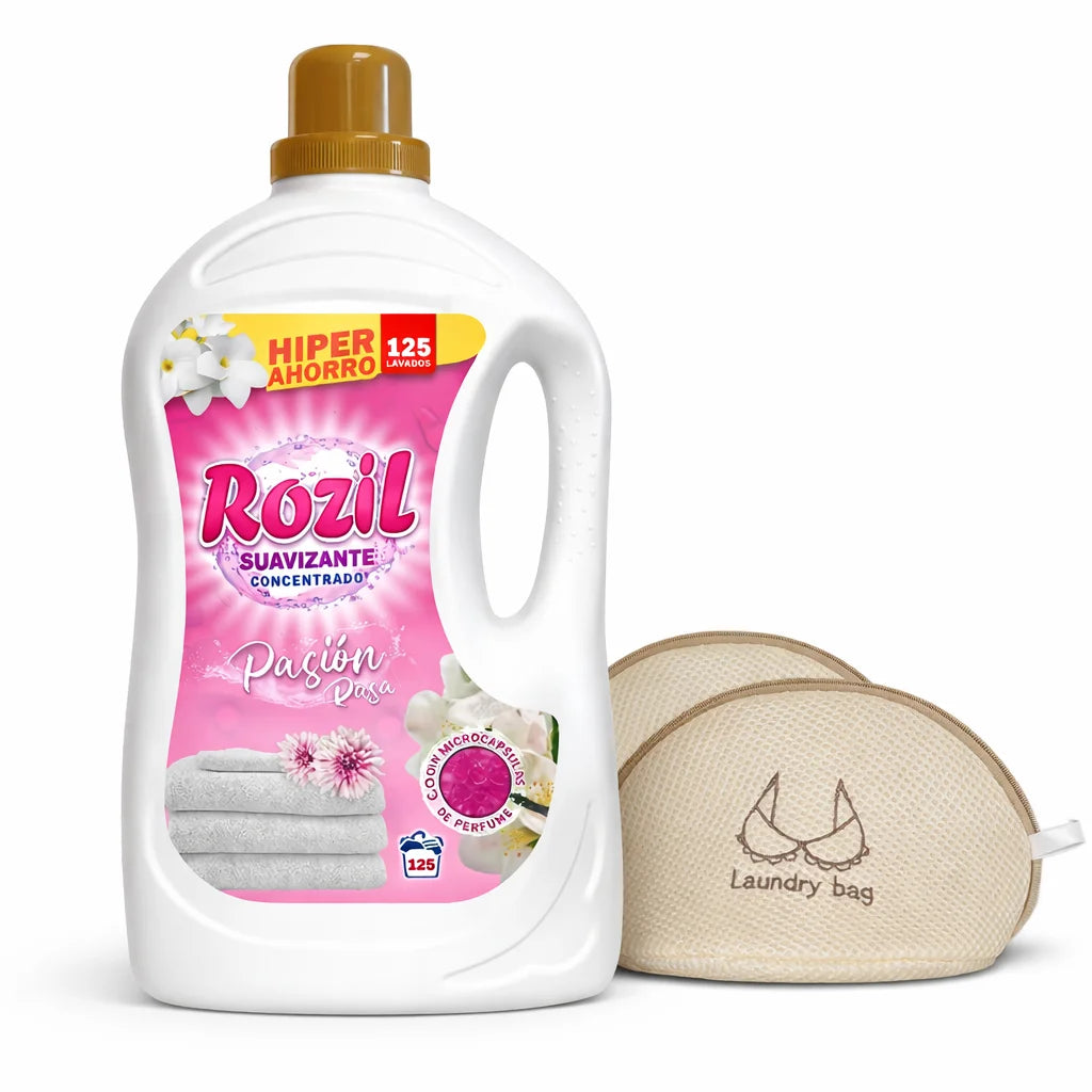 Rozil Ammorbidente Rosa 125 Dosi + Confezione da 2 Sacchetti per Lavatrice - KARAWAN