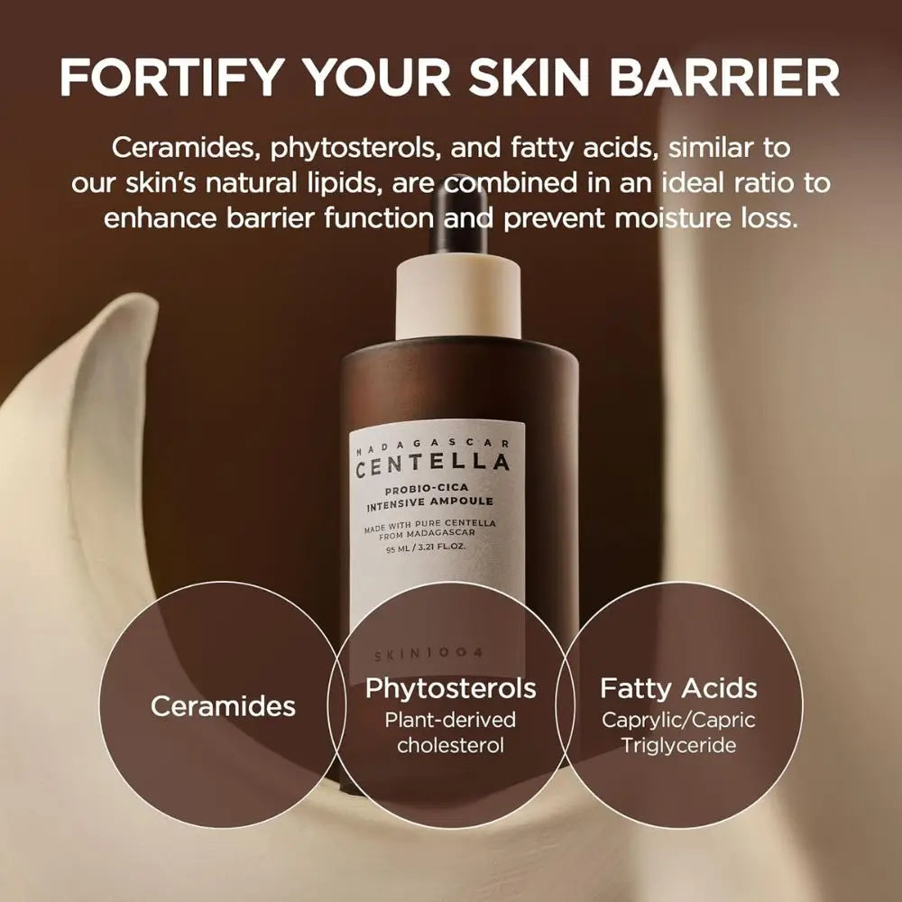SKIN1004 Madagascar Centella Probio‑Cica Intensive Ampoule 50 ml | Siero coreano intensivo con centella fermentata, probiotici e ceramidi per idratare e lenire la pelle sensibile