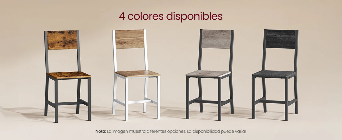 VASAGLE Sedie da pranzo, set di 4, struttura in acciaio, stile industriale, per sala da pranzo, soggiorno, cucina, marrone rustico e nero
