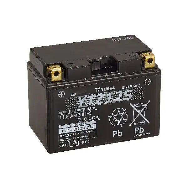 Batteria per moto YUASA YTZ12S
12V 11.6Ah 210Amp.
Gamma YTZ ® AGM ad alte prestazioni senza manutenzione
Misure: Lunghezza 150 mm
Larghezza 87 mm
Altezza 110 mm
