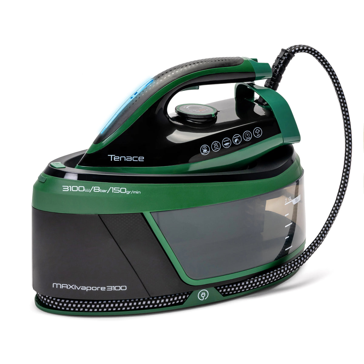 Ferro da Stiro con Caldaia Maxivapore Tenace 3100W – 8 Bar di Pressione, Filtro Anticalcare Estraibile e Piastra Antiaderente – Sistema Stirante Professionale con Blocco di Sicurezza