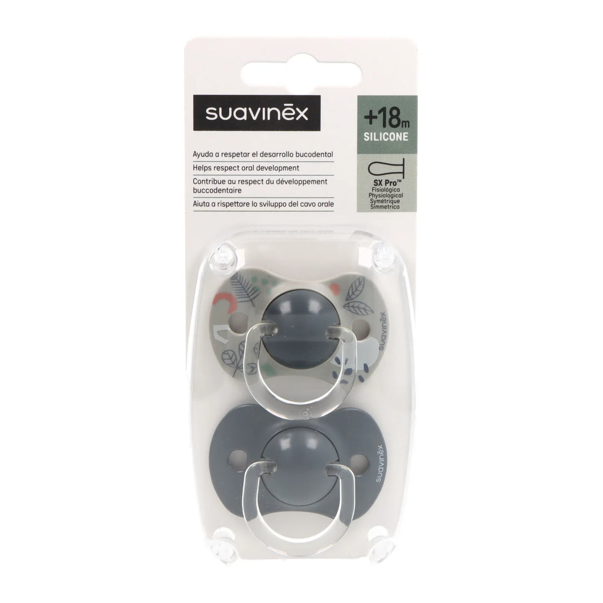 Ciuccio fisiologico in silicone Suavinex Sx Pro +18m X2