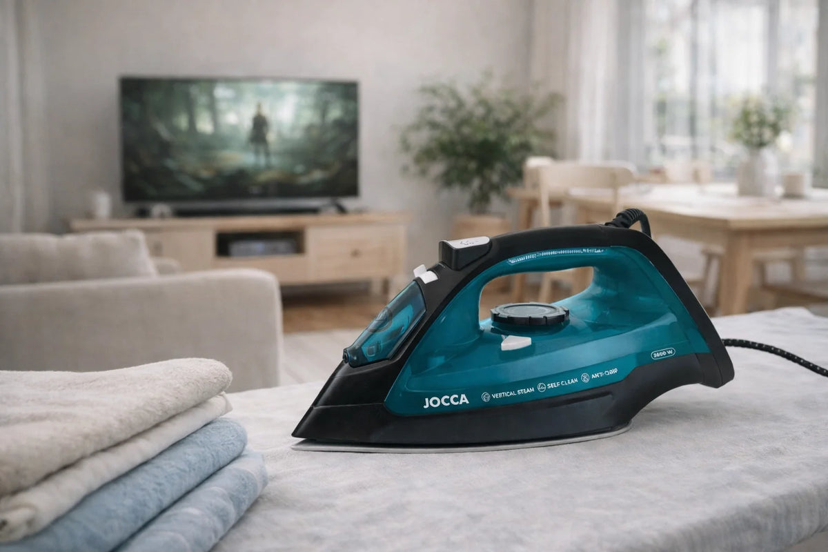 Ferro da stiro a vapore Jocca 2600W con piastra in ceramica, potente getto di vapore e sistema anticalcare per una stiratura rapida