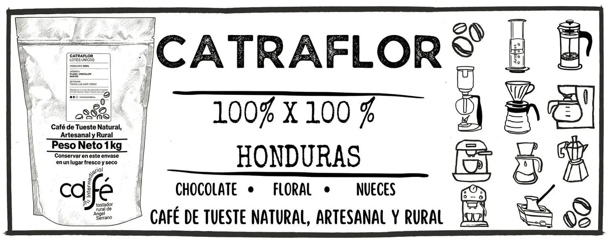 CAFFÈ SENZA INTERMEDIARI - 100% Honduras - CatraFlor - Ideale con latte o solo - Intensità di sapore media - Tostato e confezionato fresco - 1Kg o 500g Macinato per macchine da caffè multiuso