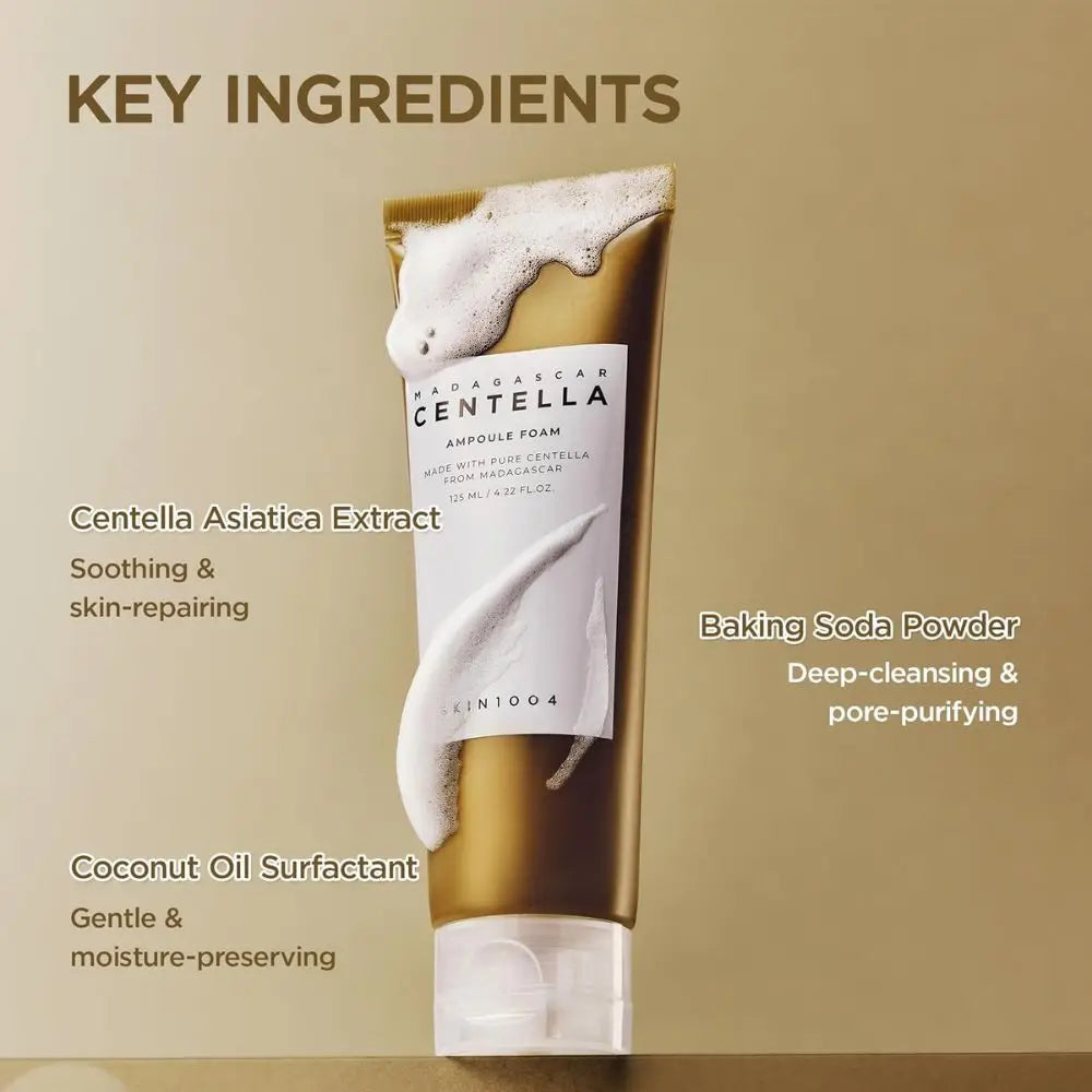 SKIN1004 Madagascar Centella Ampoule Foam 125 ml | Detergente viso delicato con centella asiatica e pH 5.0 | Pulizia profonda, lenitiva e ideale come secondo passaggio della doppia detersione