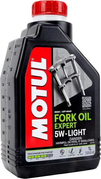 MOTUL OLIO FORCELLA EXPERT LIGHT 5W
Fluido idraulico per tutti i tipi di forche telescopiche.
Tecnosintesi ®
luce
Contenitore da 1 litro.