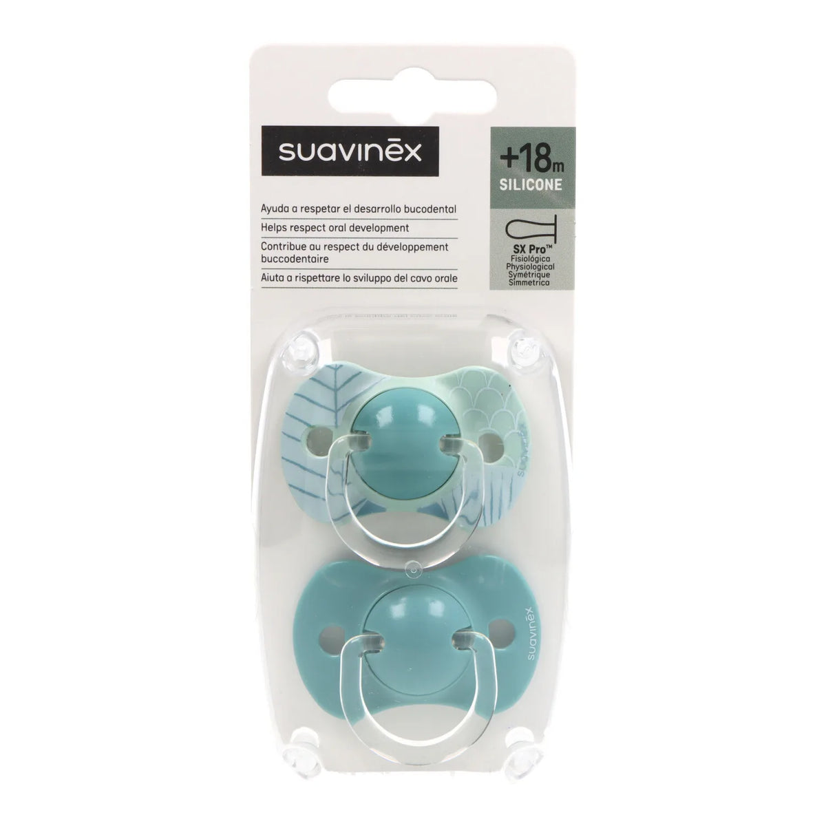 Ciuccio fisiologico in silicone Suavinex Sx Pro +18m X2