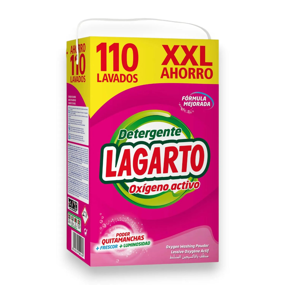 LAGARTO Detersivo in Polvere per Biancheria Bianca e Colorata - LAGARTO XXL 110 Lavaggi con Ossigeno Attivo - Presentazione 7150g - Confezione di Unità - LAGARTO.