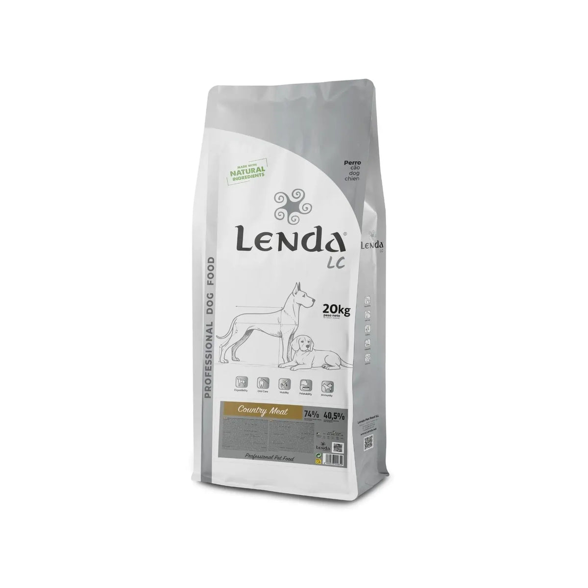 Lenda LC Country Meat 20 kg - Cibo Naturale per Cani Mini/Medium - Alimento Completo ed Equilibrato per Cani di Piccola Taglia