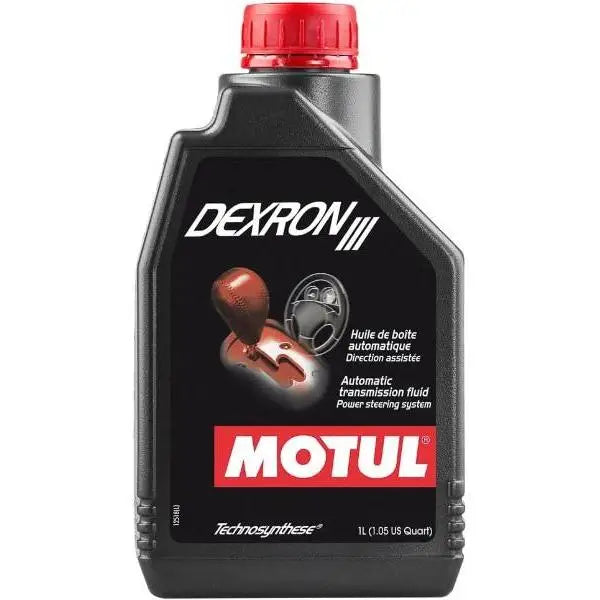 MOTUL ATF III.
Fluido per trasmissione automatica
Sistemi di servosterzo
Convertitori di coppia e sistemi idraulici
Tecnosintesi ®
Contenitore da 1 litro.