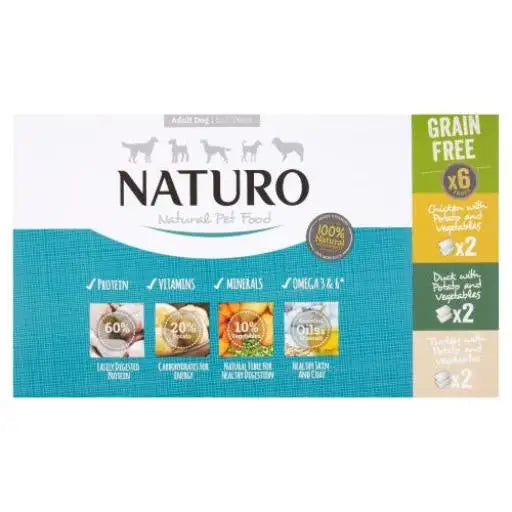 Naturo Cibo Umido Senza Cereali Multipack per Cani Adulti - 6x400 gr