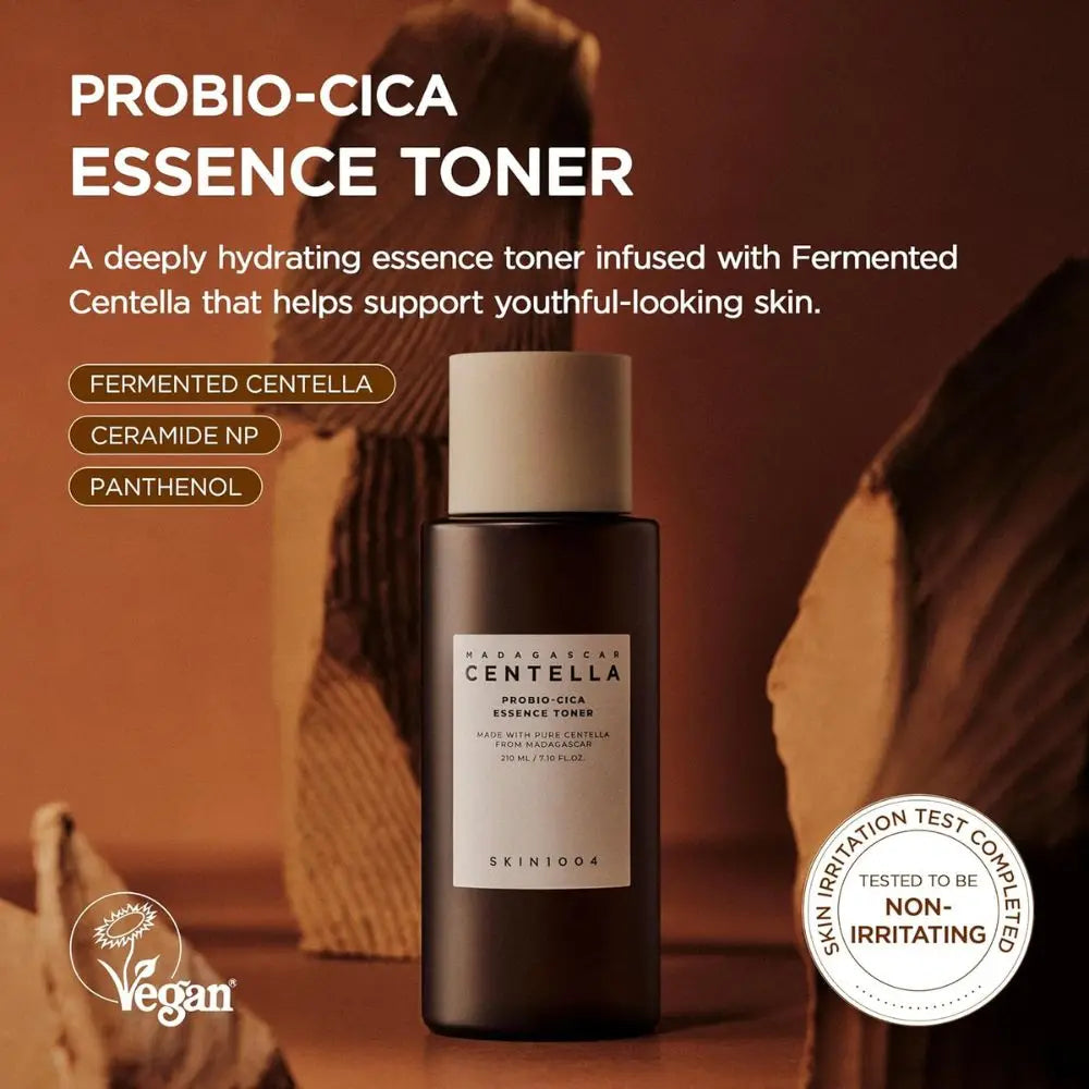 SKIN1004 Madagascar Centella Probio‑Cica Essence Toner 210 ml | Tonico essenza coreano con centella fermentata, acido ialuronico e ceramidi per idratare e lenire la pelle sensibile