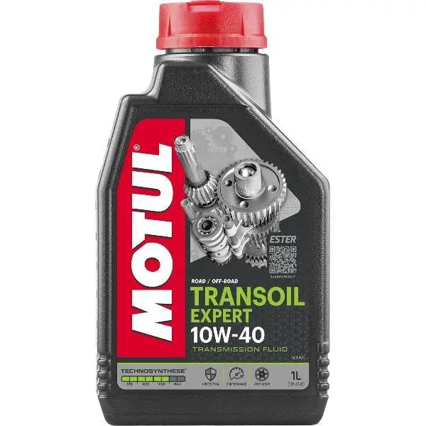 MOTUL TRANSOIL EXPERT 10W-40
Lubrificante per cambio
Con frizioni a bagno d'olio
Tecnosintesi ® -Esteri
Contenitore da 1 litro.