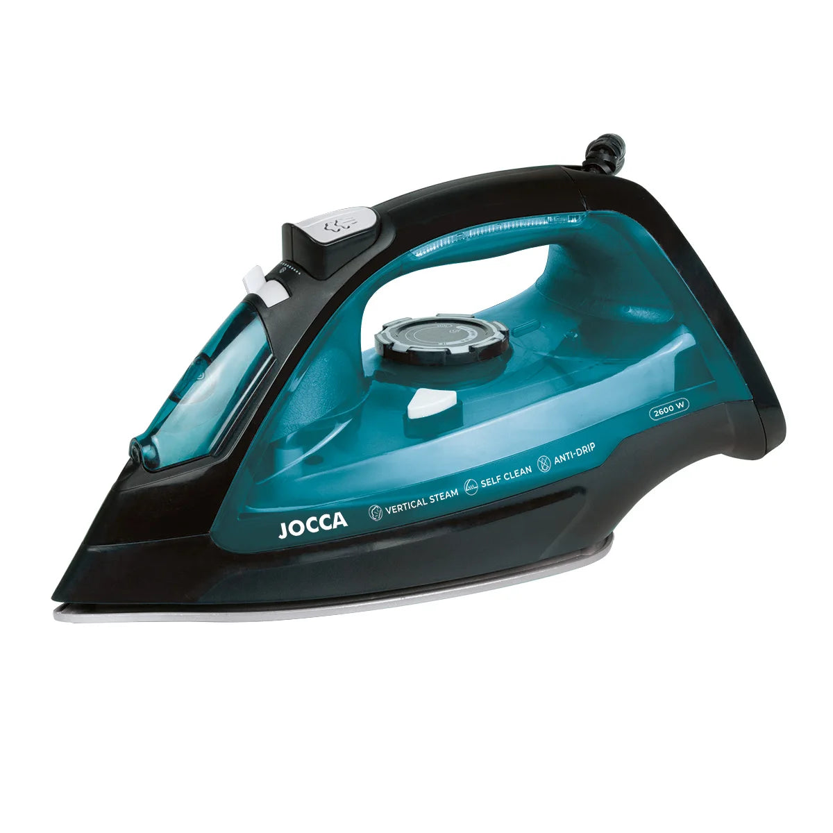 Ferro da stiro a vapore Jocca 2600W con piastra in ceramica, potente getto di vapore e sistema anticalcare per una stiratura rapida