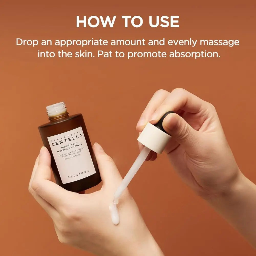 SKIN1004 Madagascar Centella Probio‑Cica Intensive Ampoule 50 ml | Siero coreano intensivo con centella fermentata, probiotici e ceramidi per idratare e lenire la pelle sensibile