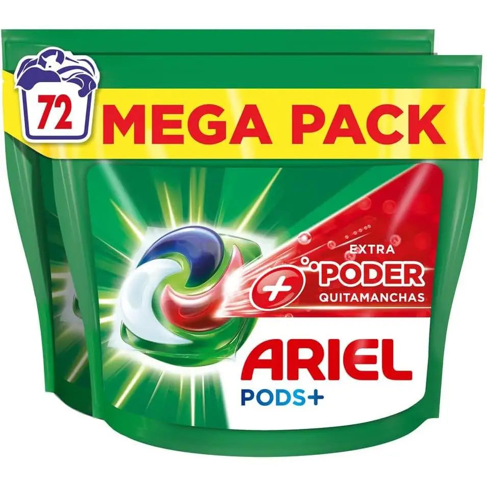Ariel All in 1 Extra Pods, 72 Capsule + Potente Smacchiatore, Detersivo Liquido per Lavatrice | Pulizia Profonda