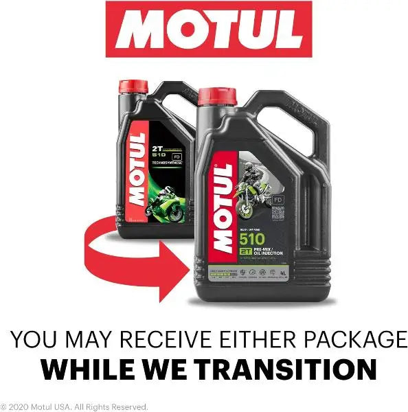 MOTUL 510 2T
Lubrificante per motori a 2 tempi
Grasso separato o pre-miscelato
Tecnosintesi ®
Contenitore da 4 litri.