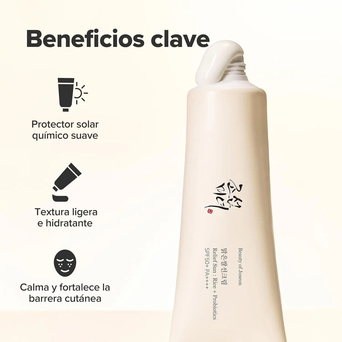 Beauty of Joseon Relief Sun SPF50 50 ml – Protezione solare con riso + probiotico, leggera e idratante