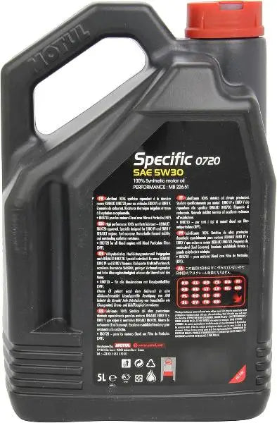 MOTUL 0720 5W-30
Olio motore RENAULT, Diesel con DPF
100% sintetico
Contenitore da 5 litri.
