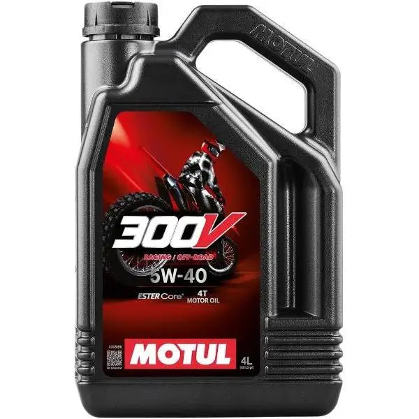 MOTUL 300V FACTORY LINE OFF-ROAD 5W-40 4T
Olio lubrificante per motori da competizione 4T sviluppato per prototipi ad alte prestazioni e motociclette Off-Road di serie.
Contenitore da 4 litri.
