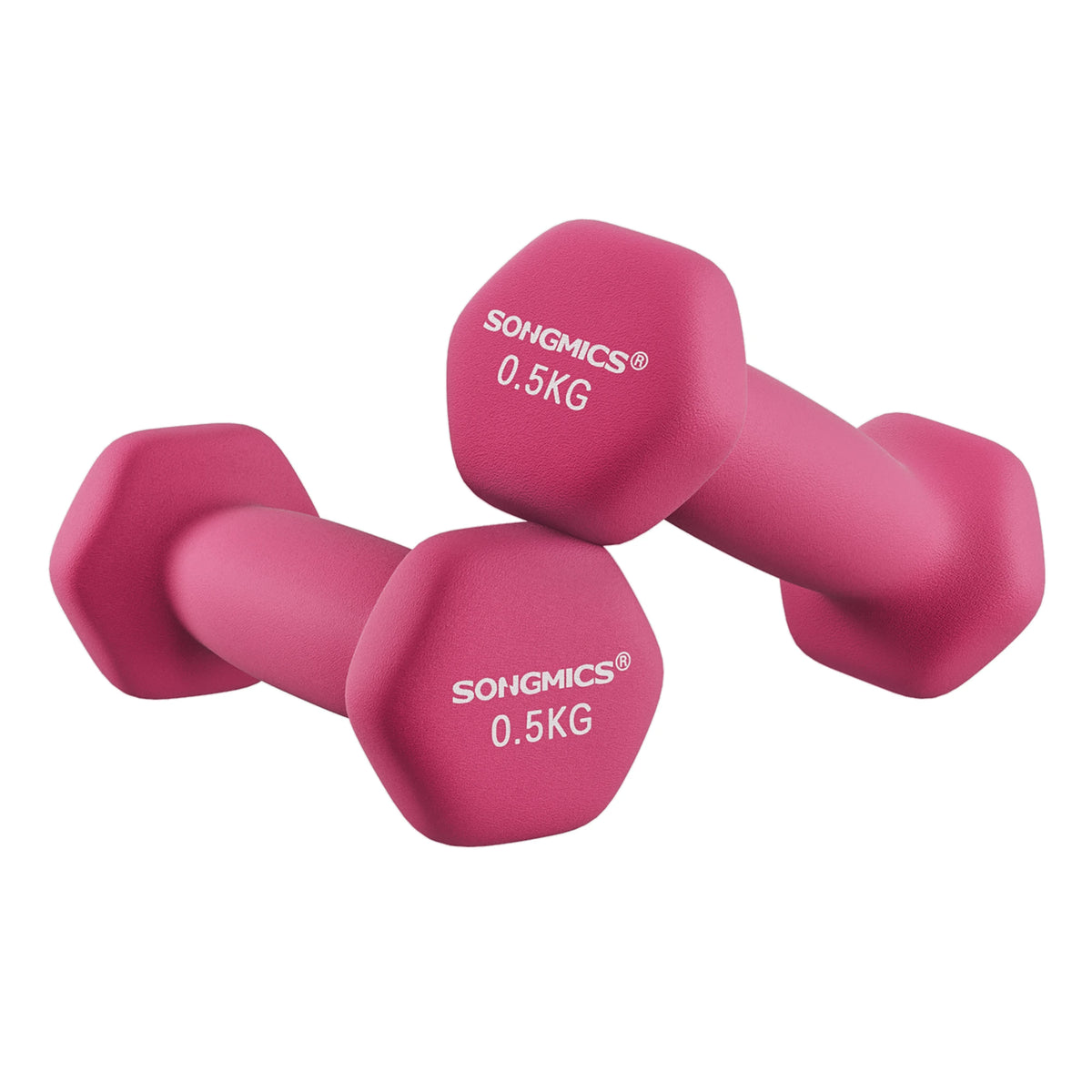 SONGMICS Set di 2 Manubri, 2 x 0,5 kg Manubri Esagonali con Rivestimento in Neoprene per Allenamento di Forza e Fitness a Casa