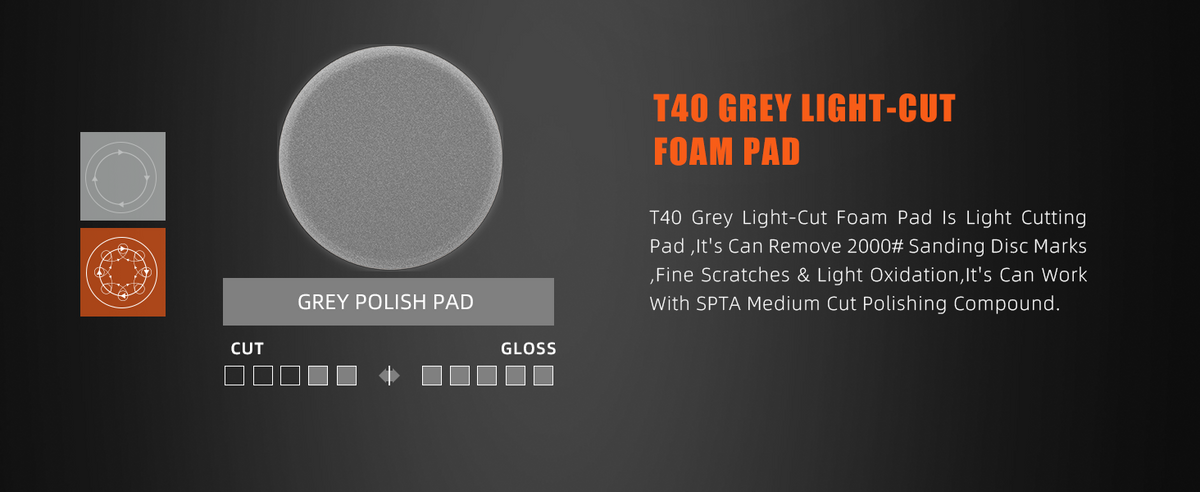 SPTA 1 pollice (33 mm) 2 pollici (55 mm) Grigio Taglio leggero a forma di T Dettagli auto Lucidatura Mini tamponi per lucidatore per auto Trapano elettrico