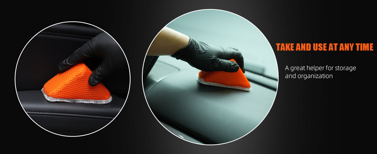 SPTA 1 pz Spugna triangolare per la pulizia degli interni dell'auto, applicatore a cuneo per la pulizia della pelle, della gomma e della plastica, per la ceratura