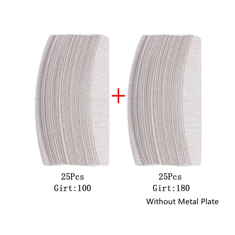 50 pz/100 pz grigio cuscinetti rimovibili con manico in metallo sostituzione carta vetrata lima per unghie 100/180 per Manicure calli Remover Buffer