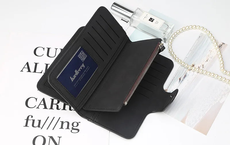 Nuovi portafogli da donna alla moda, lunghi, in PU di alta qualità, porta carte classico con cerniera per monete