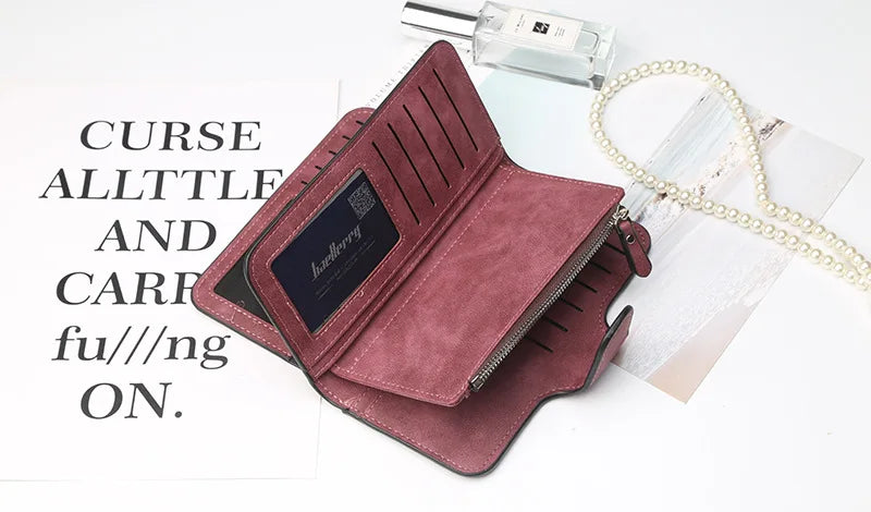 Nuovi portafogli da donna alla moda, lunghi, in PU di alta qualità, porta carte classico con cerniera per monete