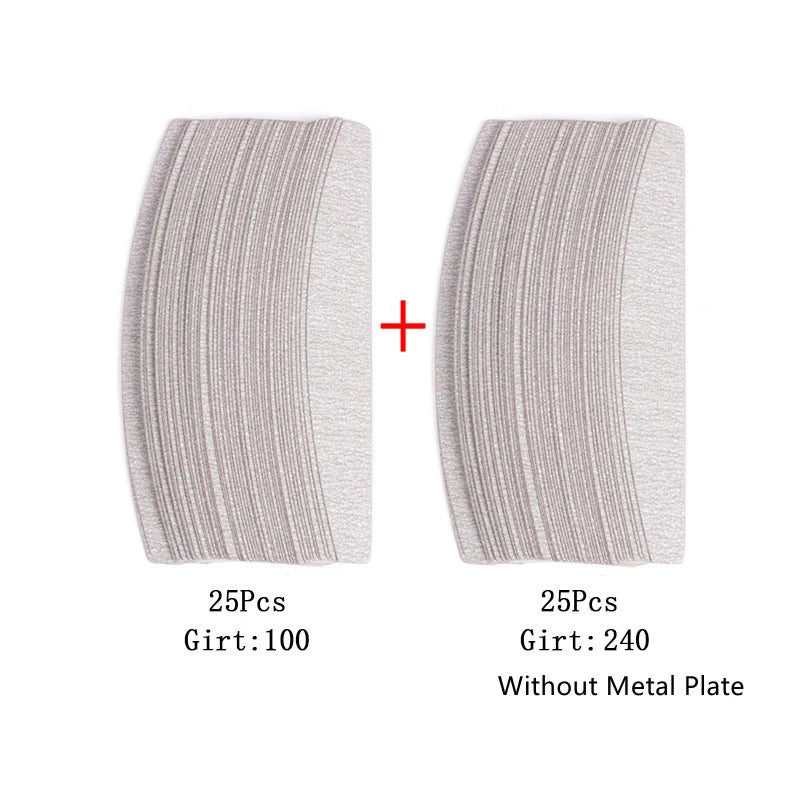 50 pz/100 pz grigio cuscinetti rimovibili con manico in metallo sostituzione carta vetrata lima per unghie 100/180 per Manicure calli Remover Buffer
