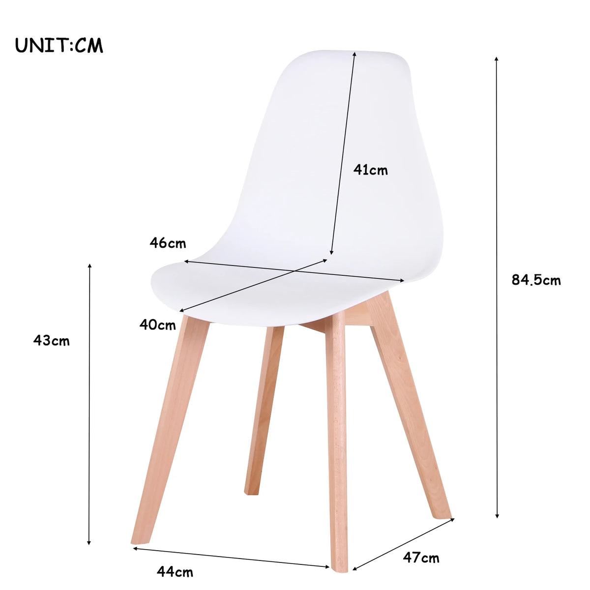 EGOONM Set di 4 sedie da pranzo medievali nordiche con gambe in legno massello per soggiorno sala da pranzo studio camera da letto (bianco/nero/grigio)