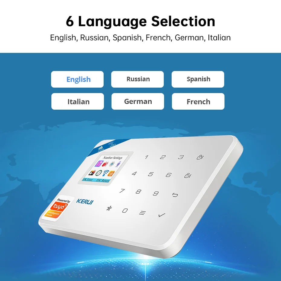 KERUI W184 Tuya Smart 4G Sistema di Allarme Wireless WIFI GSM Allarme Rilevatore di Movimento Sensore Porta Antifurto Supporto Alexa e Google