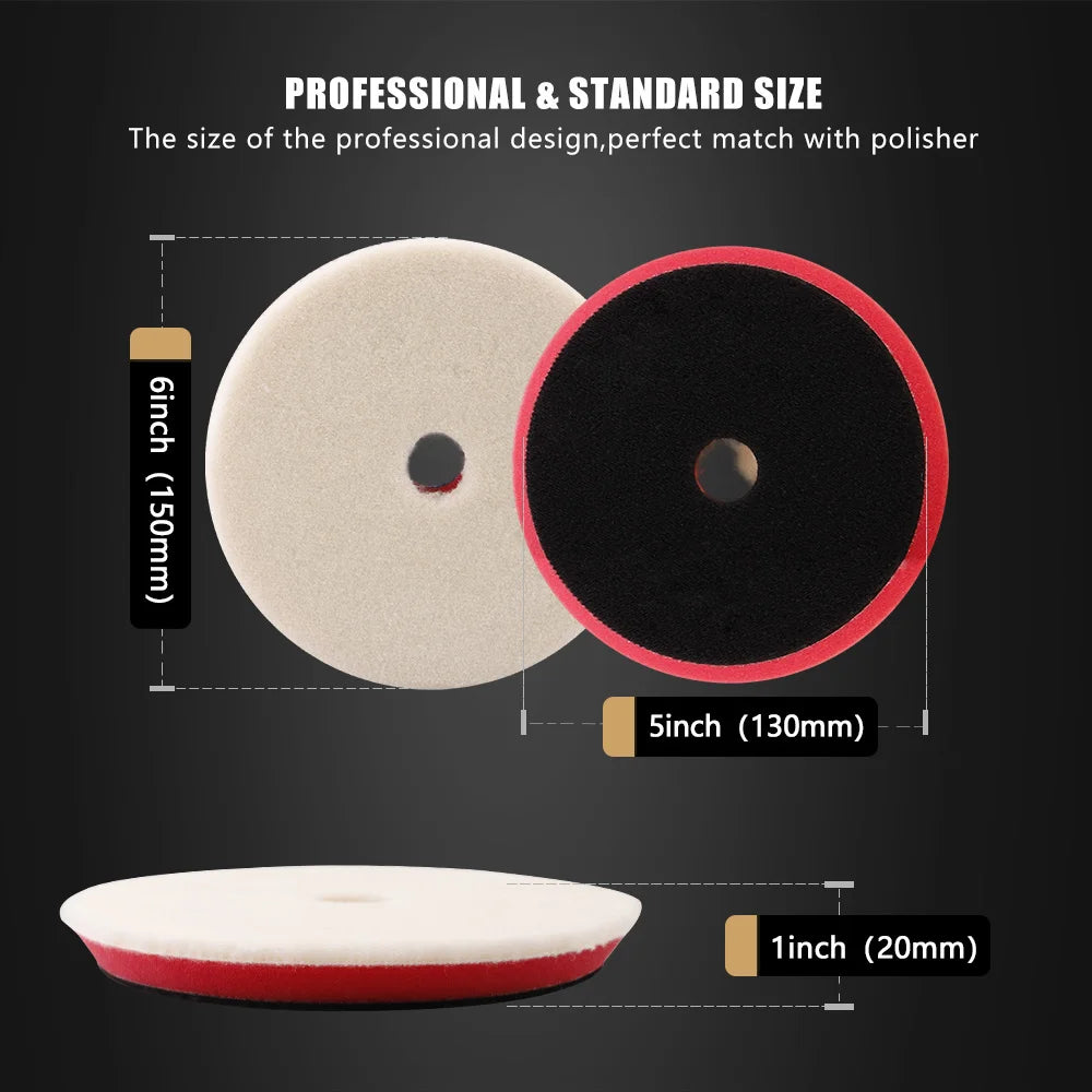 (Vendita singola) SPTA 1PC 3"(80mm)/5"(125mm)/6"(150mm) Tampone di lana giapponese per lucidatura per lucidatrice per auto Dettagli rimozione graffi
