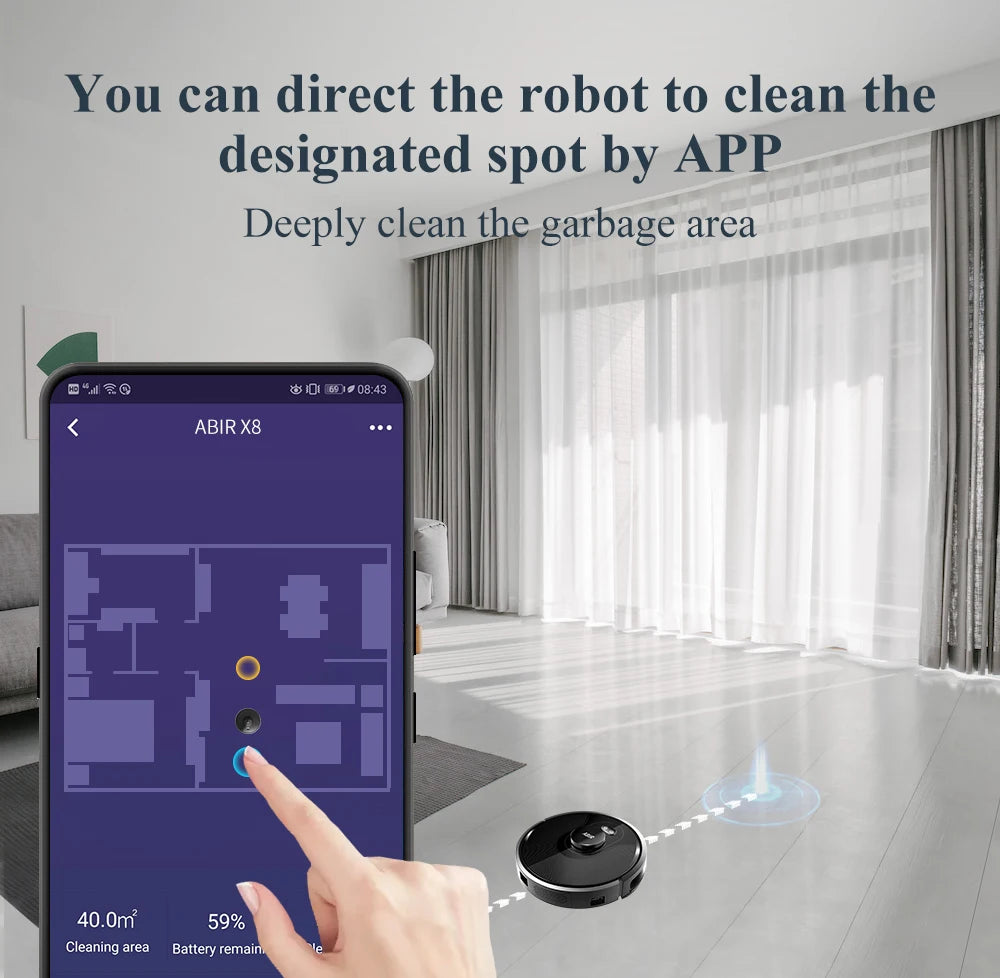 (Codice promozionale: GCC800)Aspirapolvere Robot ABIR X8, sistema Laser, mappe a più piani, pulizia delle Zone, impostazione dell'area limitata per il lavaggio della moquette domestica