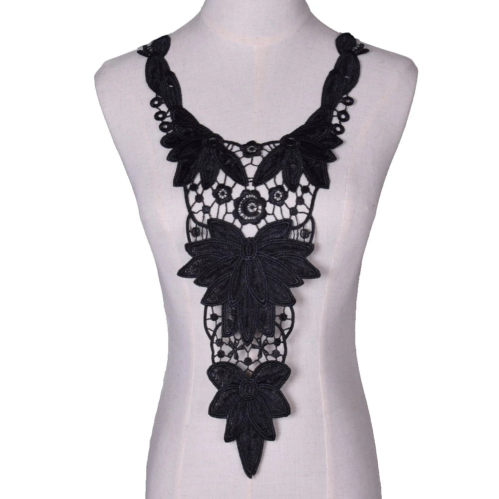 Applique in Pizzo per Abiti, Accessori Decorativi per Costumi, Colletti Fai-da-Te, Bordi per Cucito, Bianco e Nero